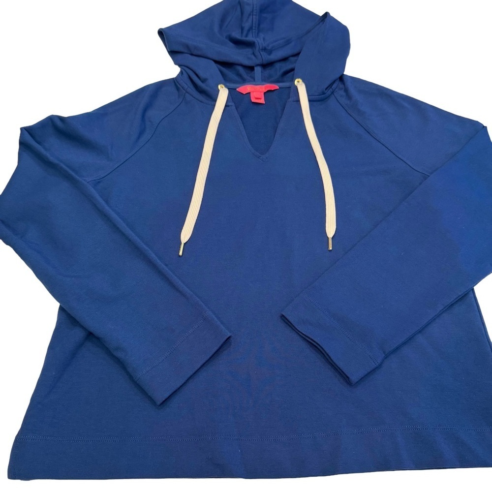 Lilly Pulitzer Kiawah Women’s Blue V-Neck Hoodie Long Sleeves Sz S NWOT - Picture 3 of 11